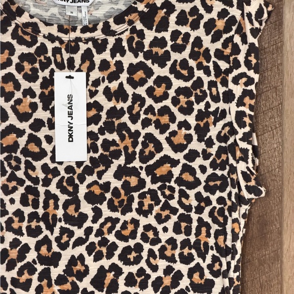 DKNY Black and Brown Leopard Print Muscle Tee - Picture 15 of 16